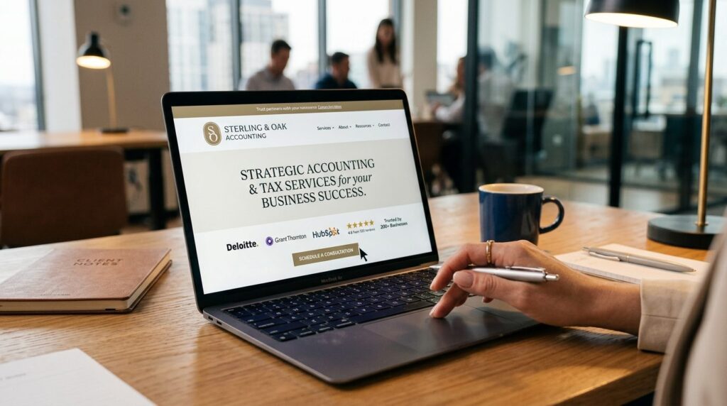 Close-up of a potential clients hand hovering over a laptop