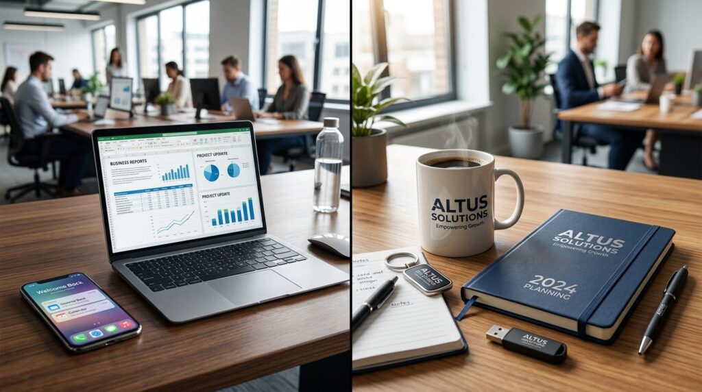 Split-screen comparison photography: left side shows digital