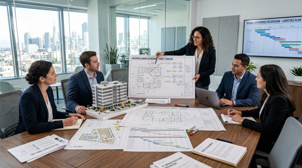 Professional stock photo of a team of specialized moving con
