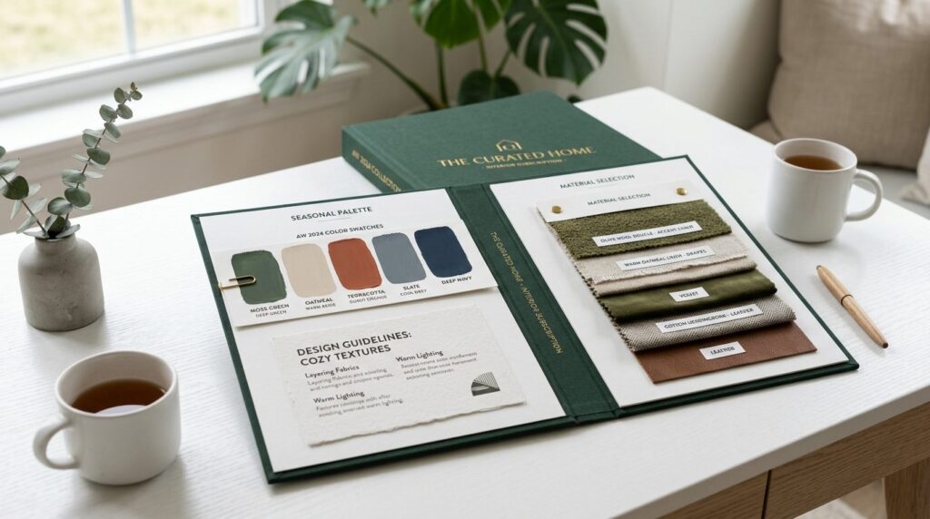 Close-up of interior design subscription service materials i