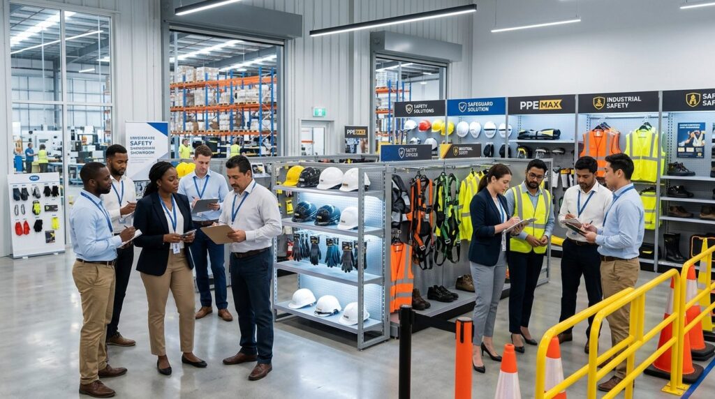 Wide-angle photograph of a diverse team of procurement manag